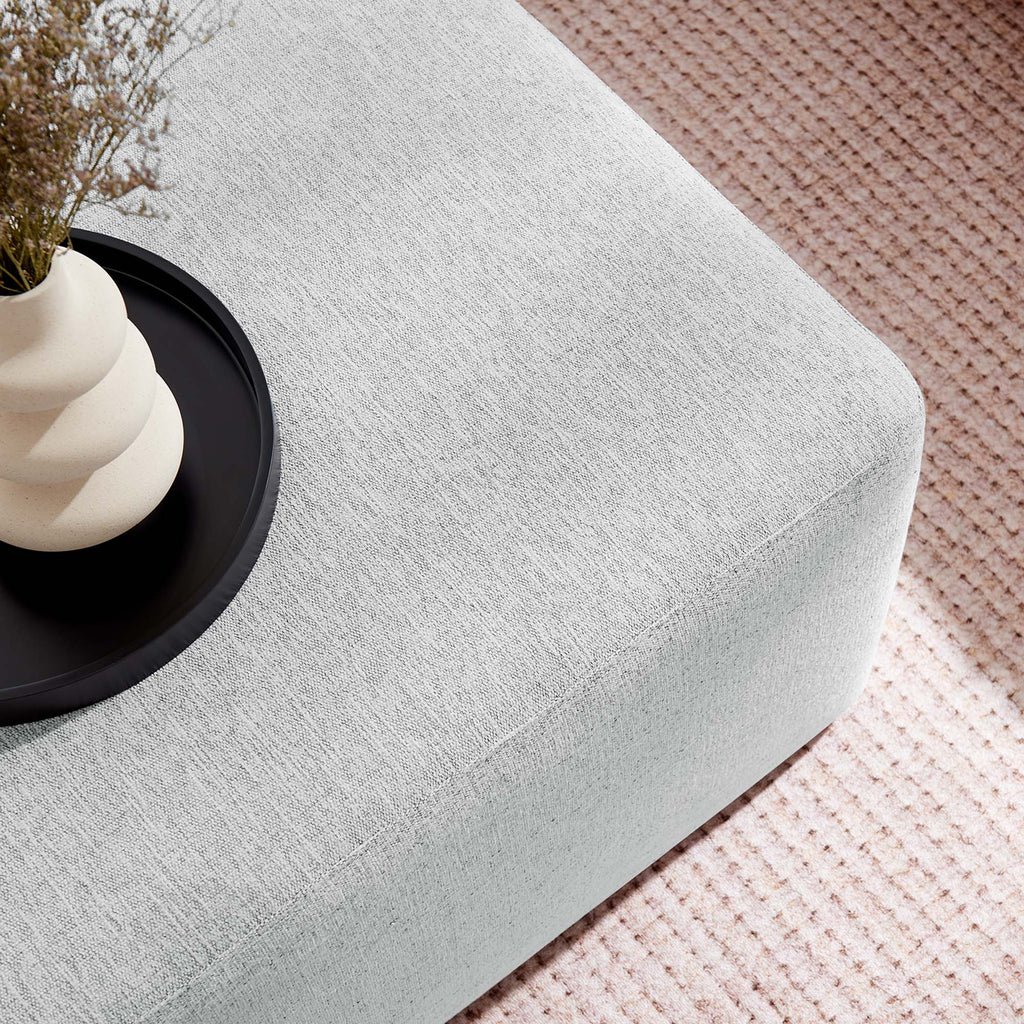 Callum Large 28" Square Woven Heathered Fabric Upholstered Ottoman - Heathered Weave Light Gray
