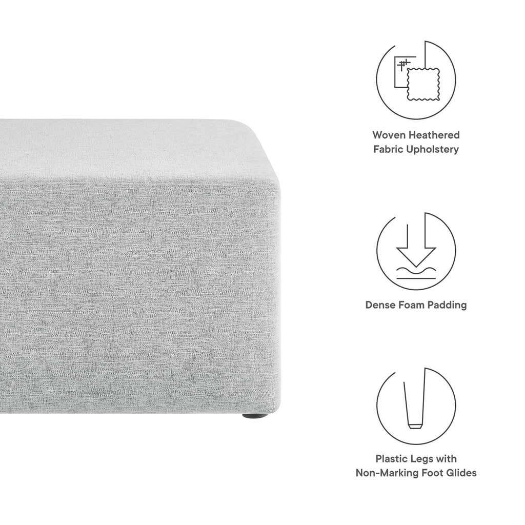 Callum Large 28" Square Woven Heathered Fabric Upholstered Ottoman - Heathered Weave Light Gray