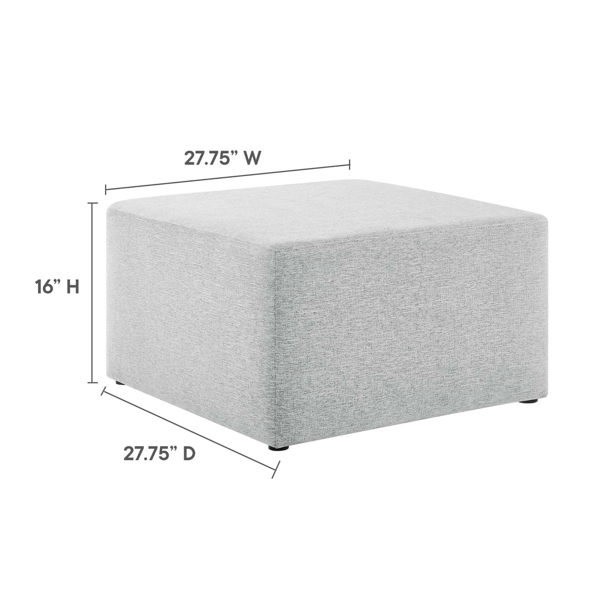 Callum Large 28" Square Woven Heathered Fabric Upholstered Ottoman - Heathered Weave Light Gray