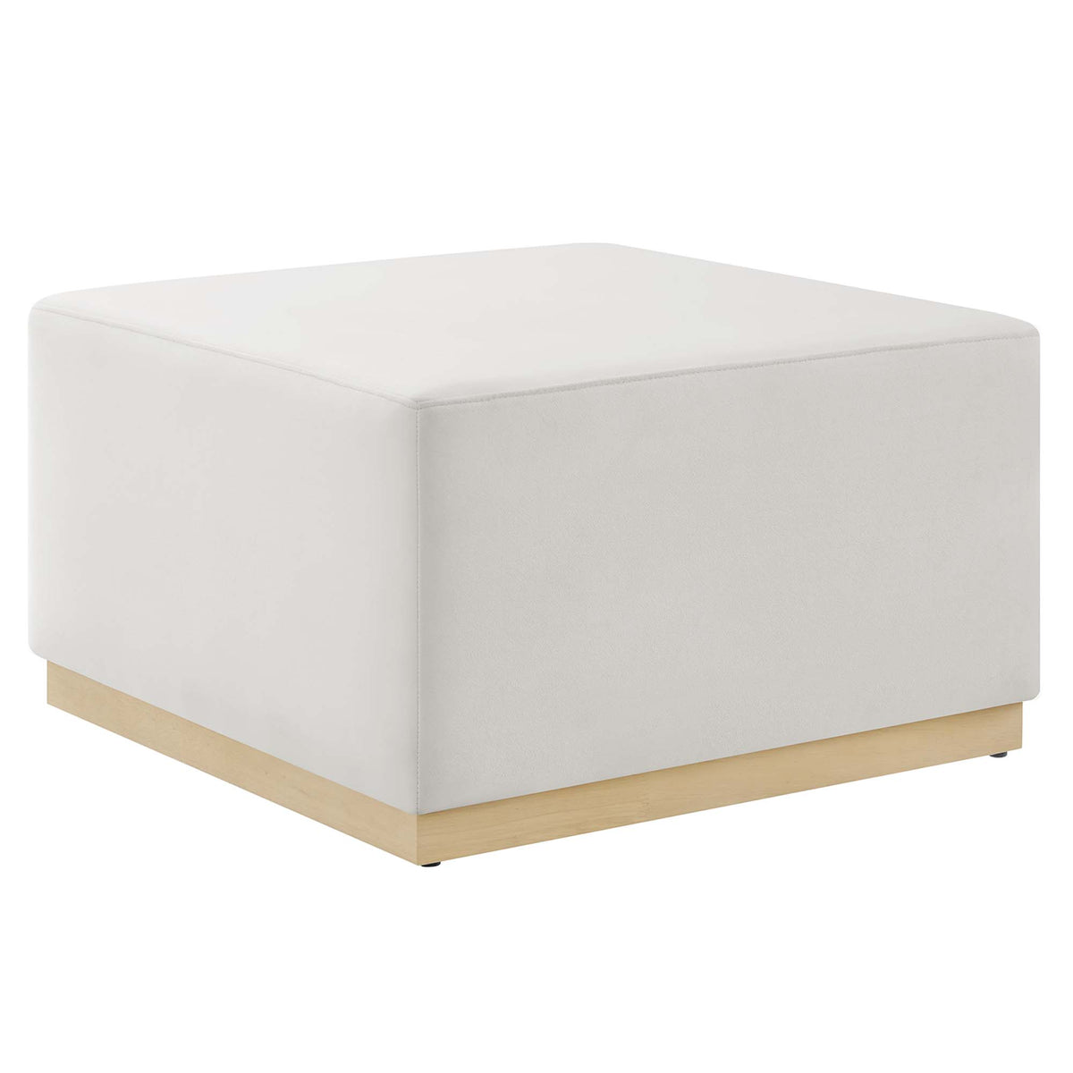 Tilden Large 28" Square Performance Velvet Upholstered Ottoman - Alabaster Natural