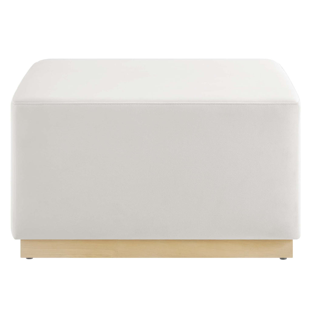 Tilden Large 28" Square Performance Velvet Upholstered Ottoman - Alabaster Natural