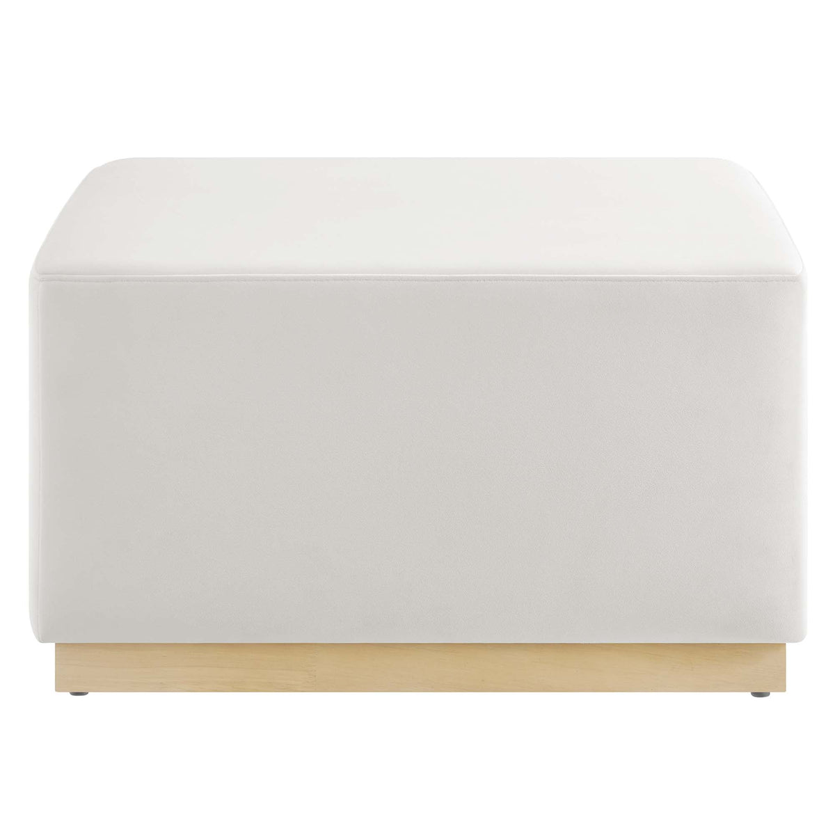 Tilden Large 28" Square Performance Velvet Upholstered Ottoman - Alabaster Natural