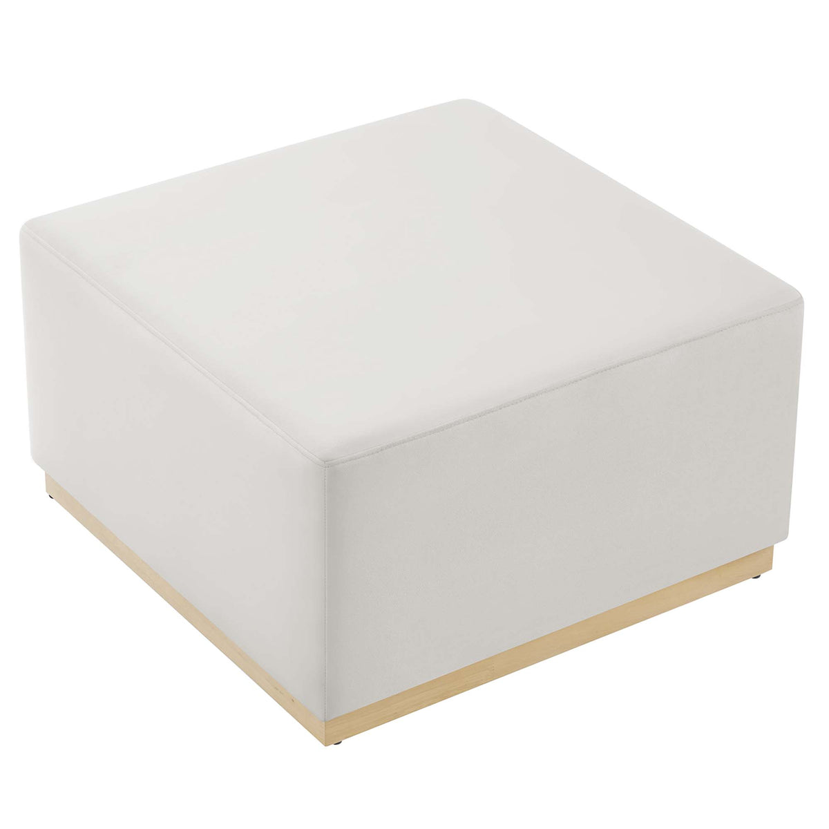 Tilden Large 28" Square Performance Velvet Upholstered Ottoman - Alabaster Natural