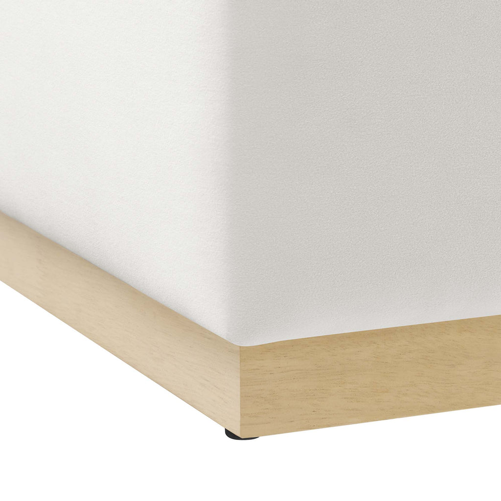 Tilden Large 28" Square Performance Velvet Upholstered Ottoman - Alabaster Natural