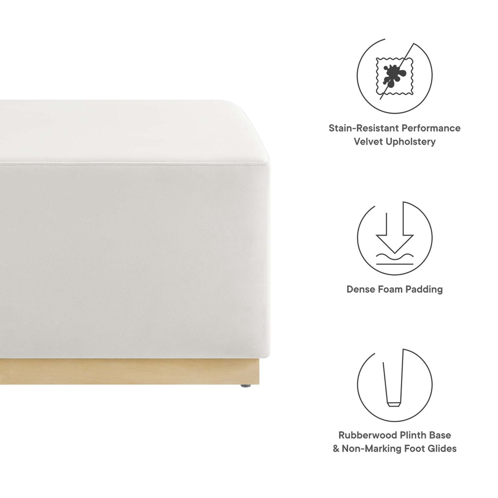 Tilden Large 28" Square Performance Velvet Upholstered Ottoman - Alabaster Natural