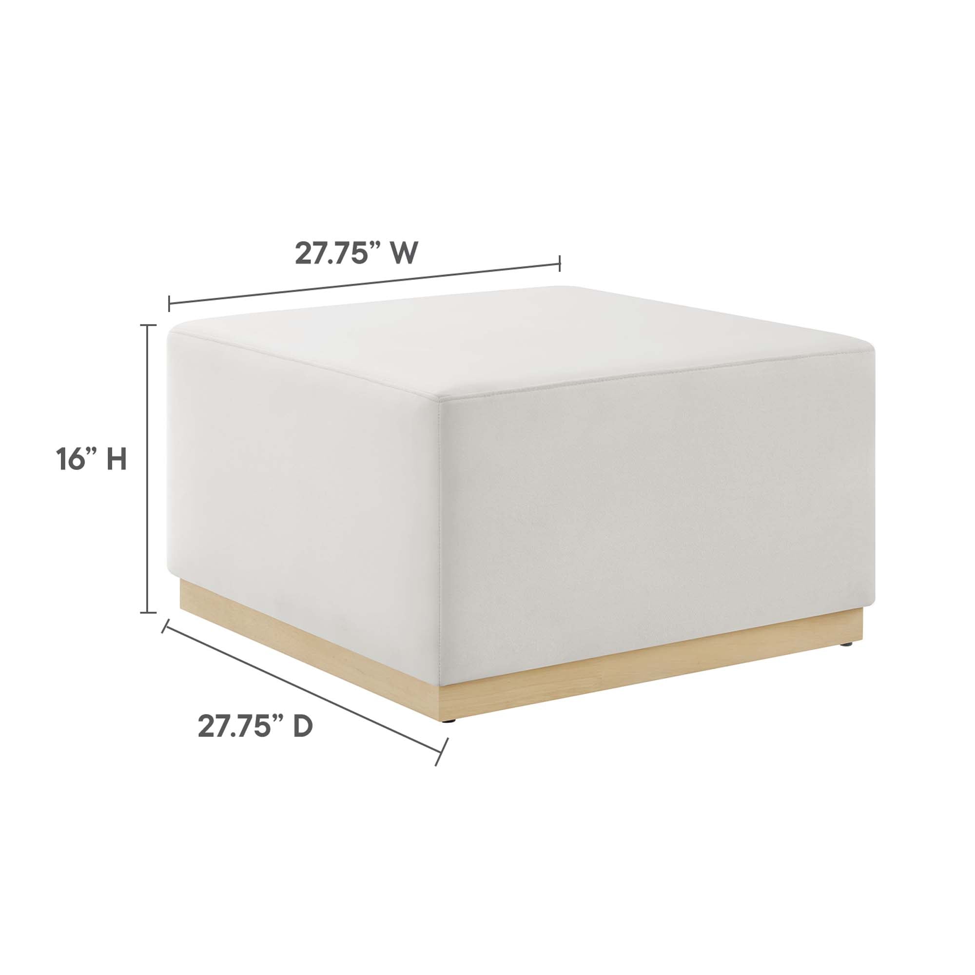 Tilden Large 28" Square Performance Velvet Upholstered Ottoman - Alabaster Natural