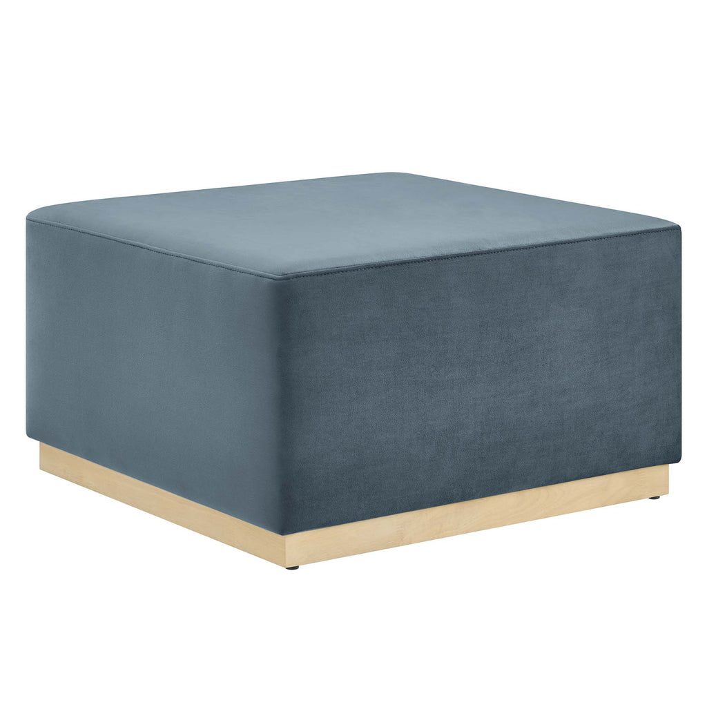 Tilden Large 28" Square Performance Velvet Upholstered Ottoman - Cadet Blue Natural