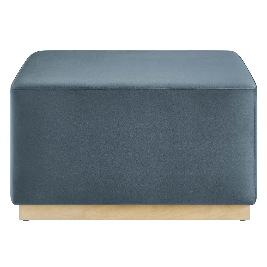 Tilden Large 28" Square Performance Velvet Upholstered Ottoman - Cadet Blue Natural
