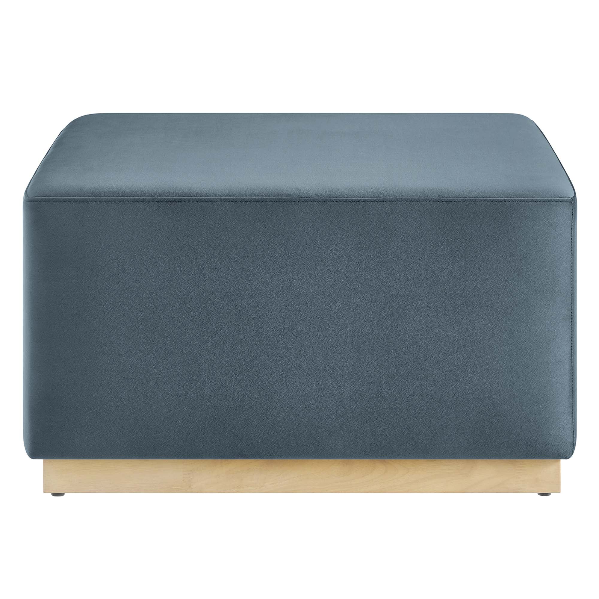 Tilden Large 28" Square Performance Velvet Upholstered Ottoman - Cadet Blue Natural