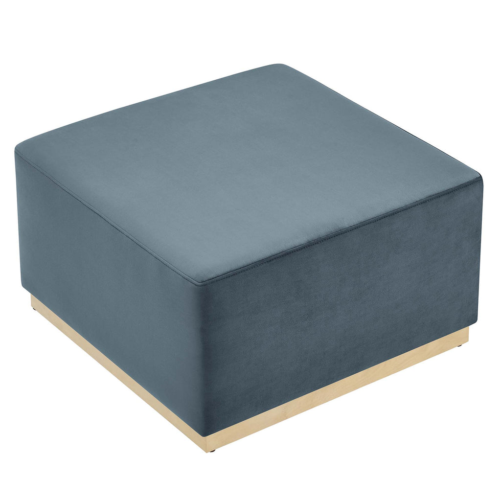 Tilden Large 28" Square Performance Velvet Upholstered Ottoman - Cadet Blue Natural