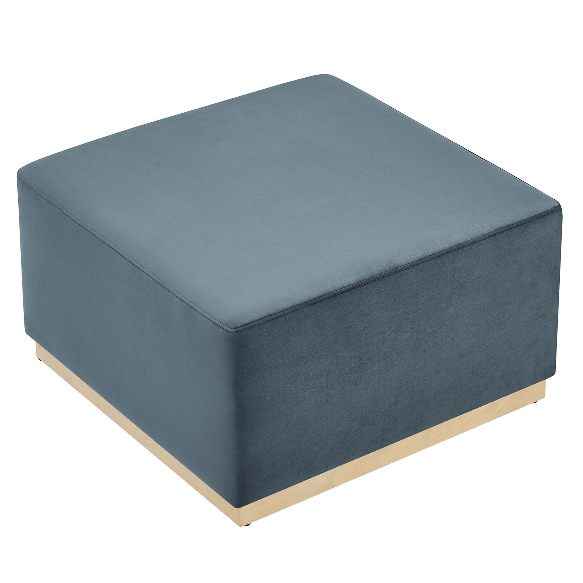 Tilden Large 28" Square Performance Velvet Upholstered Ottoman - Cadet Blue Natural