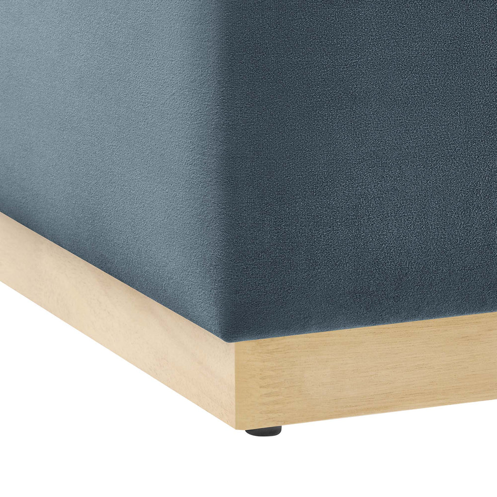 Tilden Large 28" Square Performance Velvet Upholstered Ottoman - Cadet Blue Natural