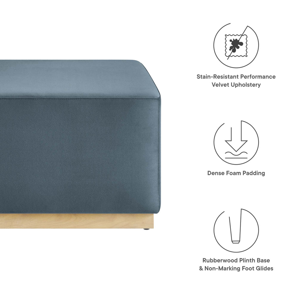 Tilden Large 28" Square Performance Velvet Upholstered Ottoman - Cadet Blue Natural