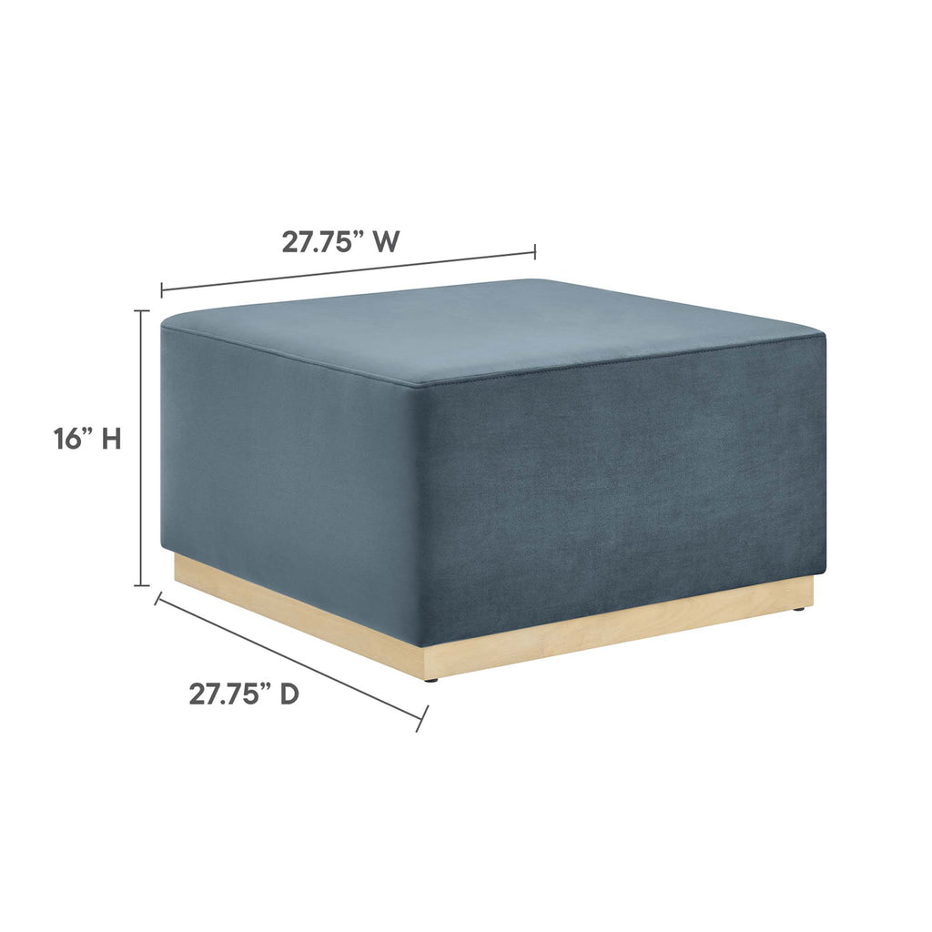 Tilden Large 28" Square Performance Velvet Upholstered Ottoman - Cadet Blue Natural