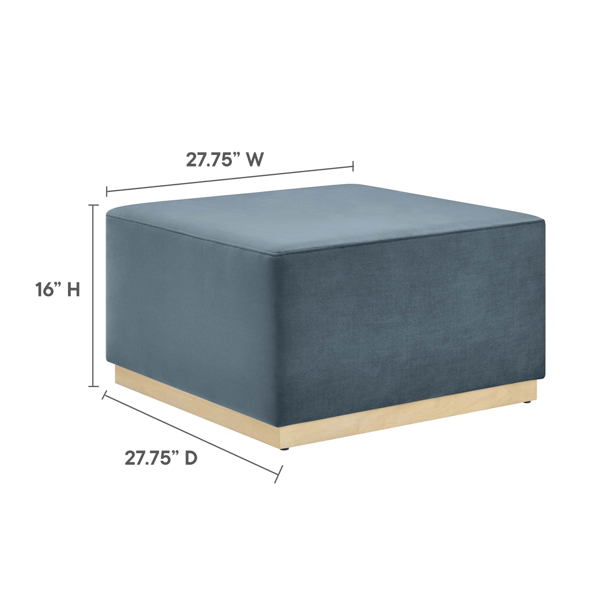 Tilden Large 28" Square Performance Velvet Upholstered Ottoman - Cadet Blue Natural
