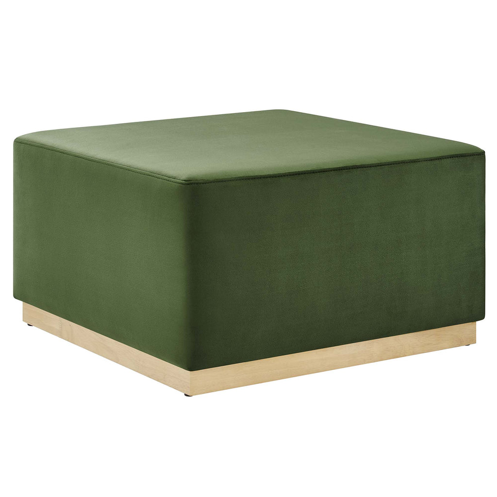 Tilden Large 28" Square Performance Velvet Upholstered Ottoman - Moss Green Natural