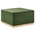 Tilden Large 28" Square Performance Velvet Upholstered Ottoman - Moss Green Natural