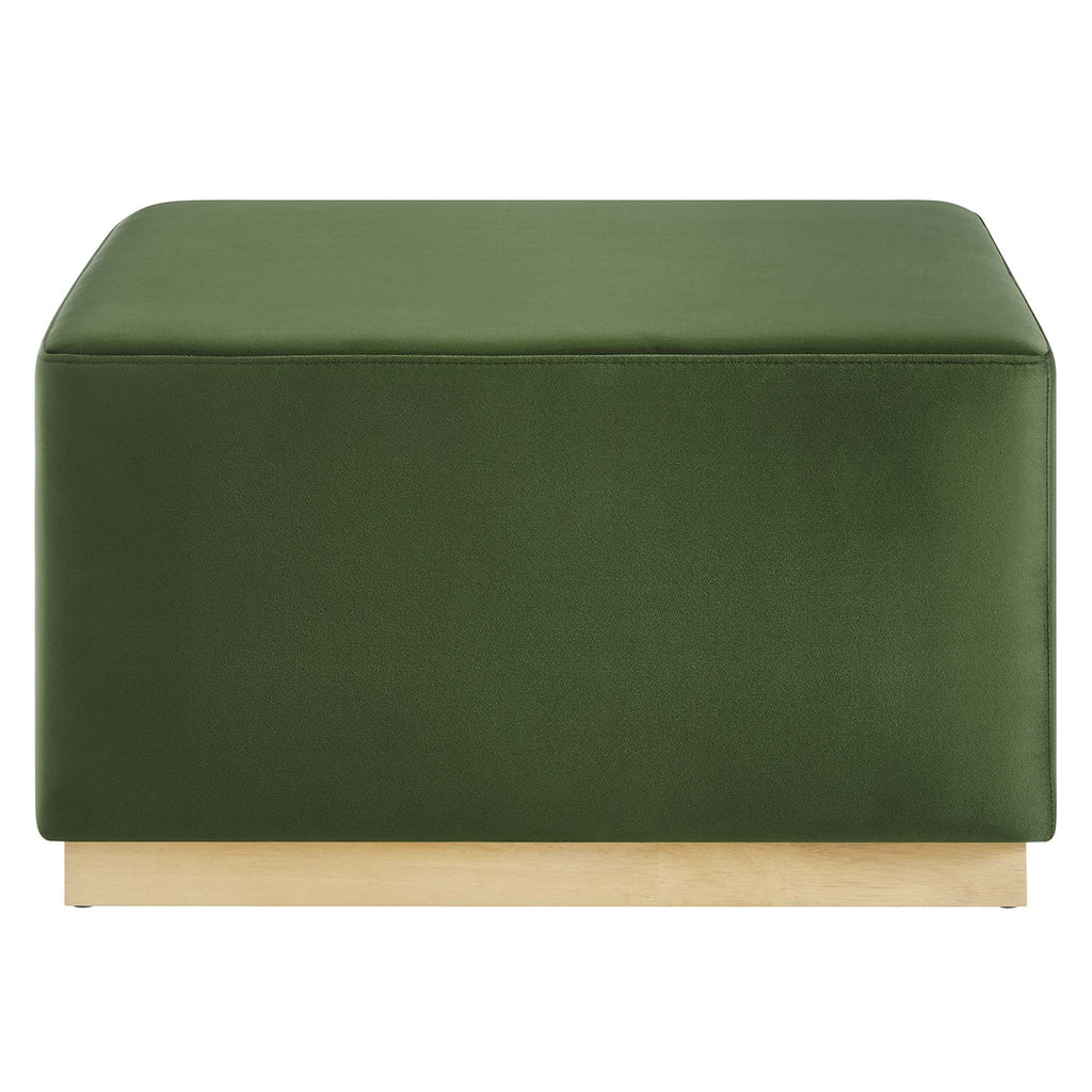 Tilden Large 28" Square Performance Velvet Upholstered Ottoman - Moss Green Natural