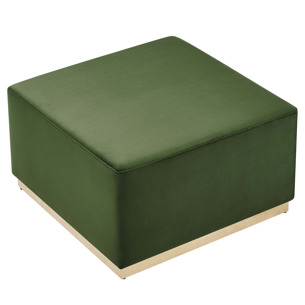 Tilden Large 28" Square Performance Velvet Upholstered Ottoman - Moss Green Natural