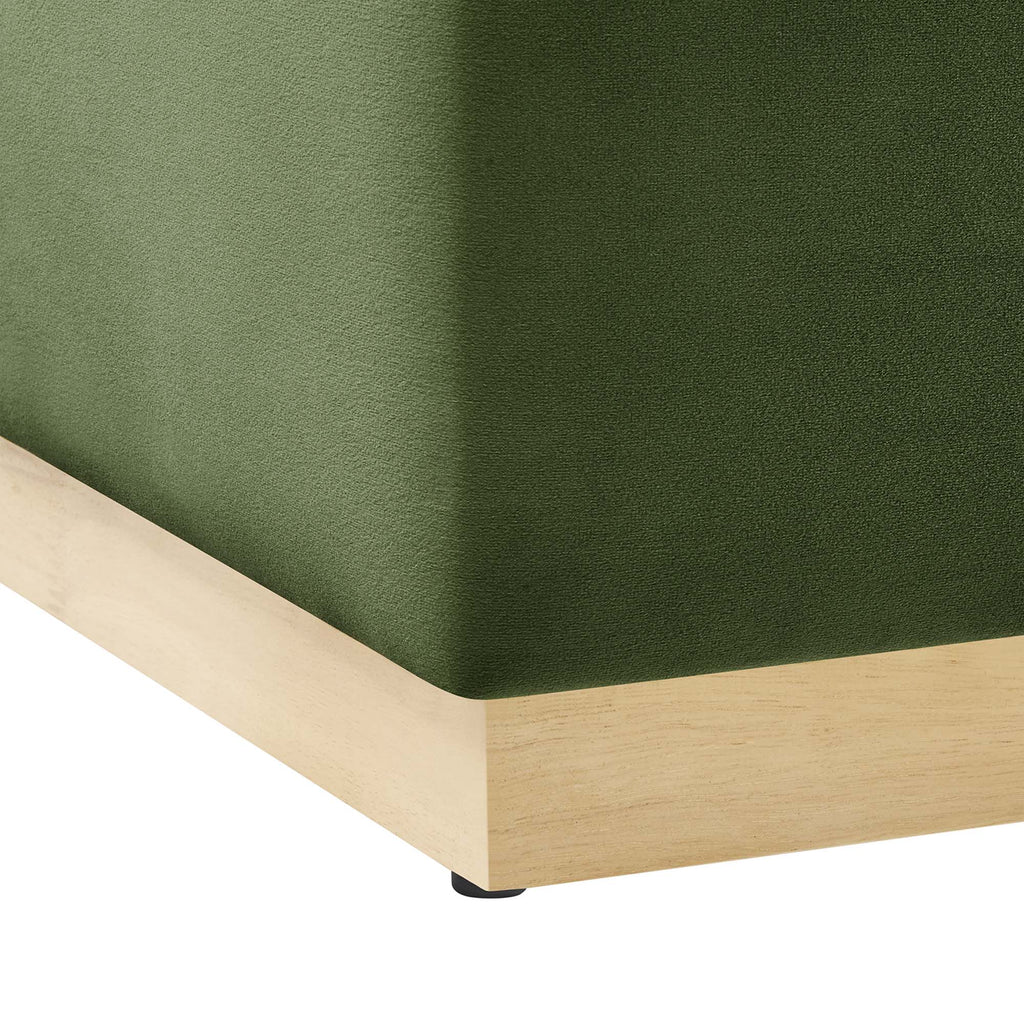 Tilden Large 28" Square Performance Velvet Upholstered Ottoman - Moss Green Natural