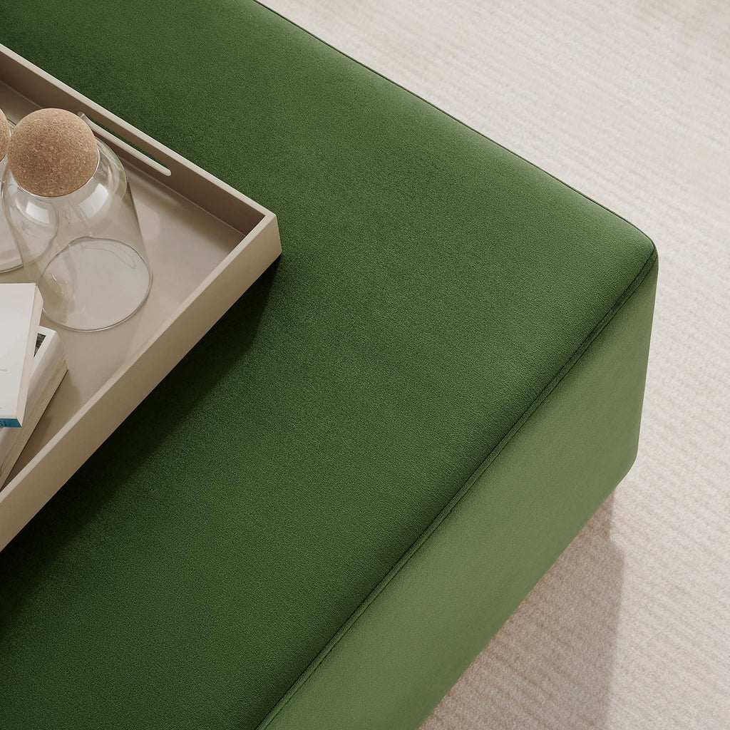 Tilden Large 28" Square Performance Velvet Upholstered Ottoman - Moss Green Natural