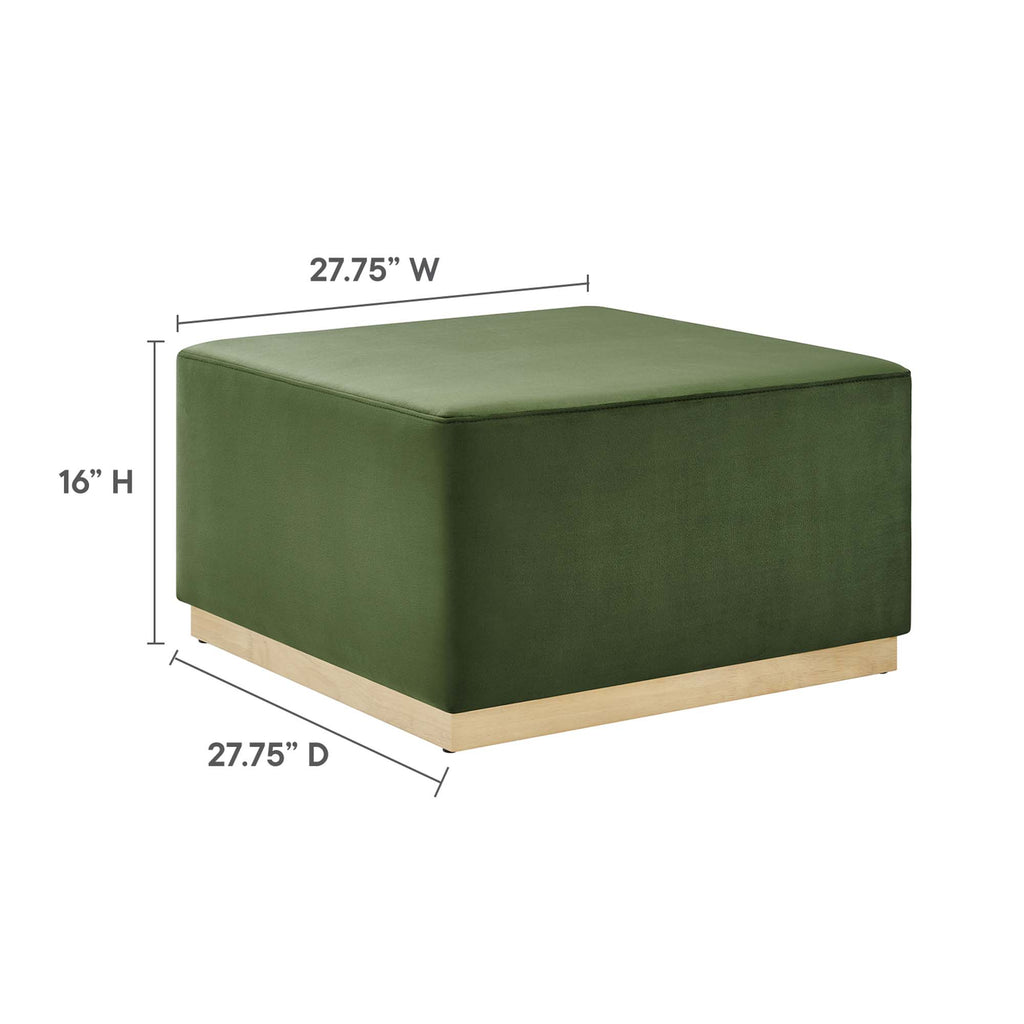 Tilden Large 28" Square Performance Velvet Upholstered Ottoman - Moss Green Natural