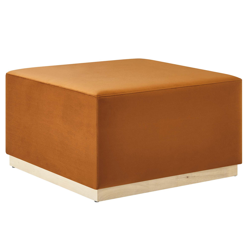 Tilden Large 28" Square Performance Velvet Upholstered Ottoman - Rust Natural