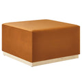 Tilden Large 28" Square Performance Velvet Upholstered Ottoman - Rust Natural