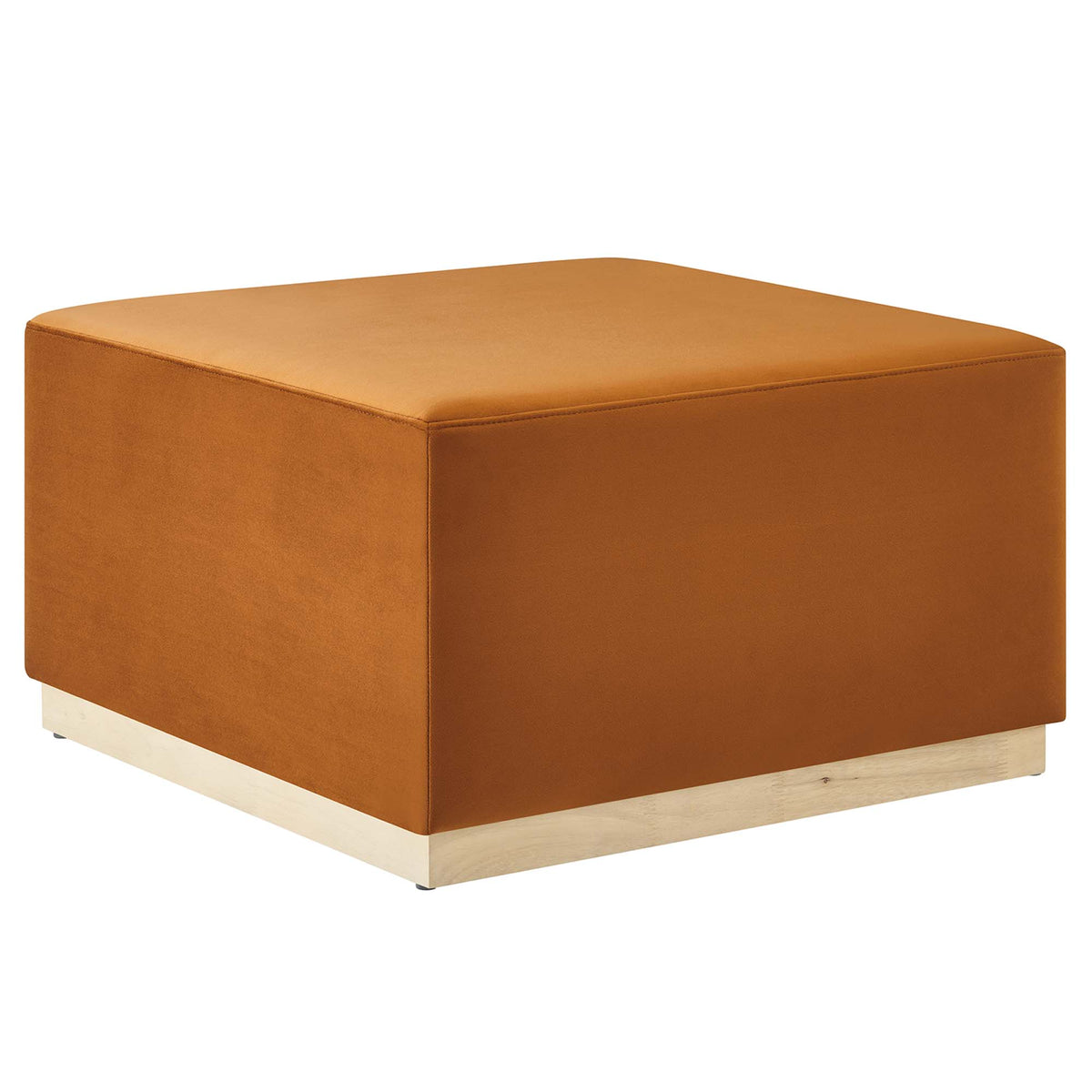 Tilden Large 28" Square Performance Velvet Upholstered Ottoman - Rust Natural