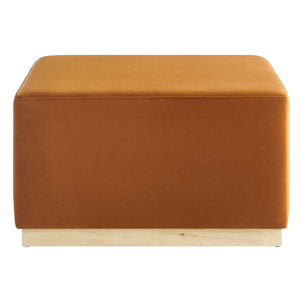 Tilden Large 28" Square Performance Velvet Upholstered Ottoman - Rust Natural