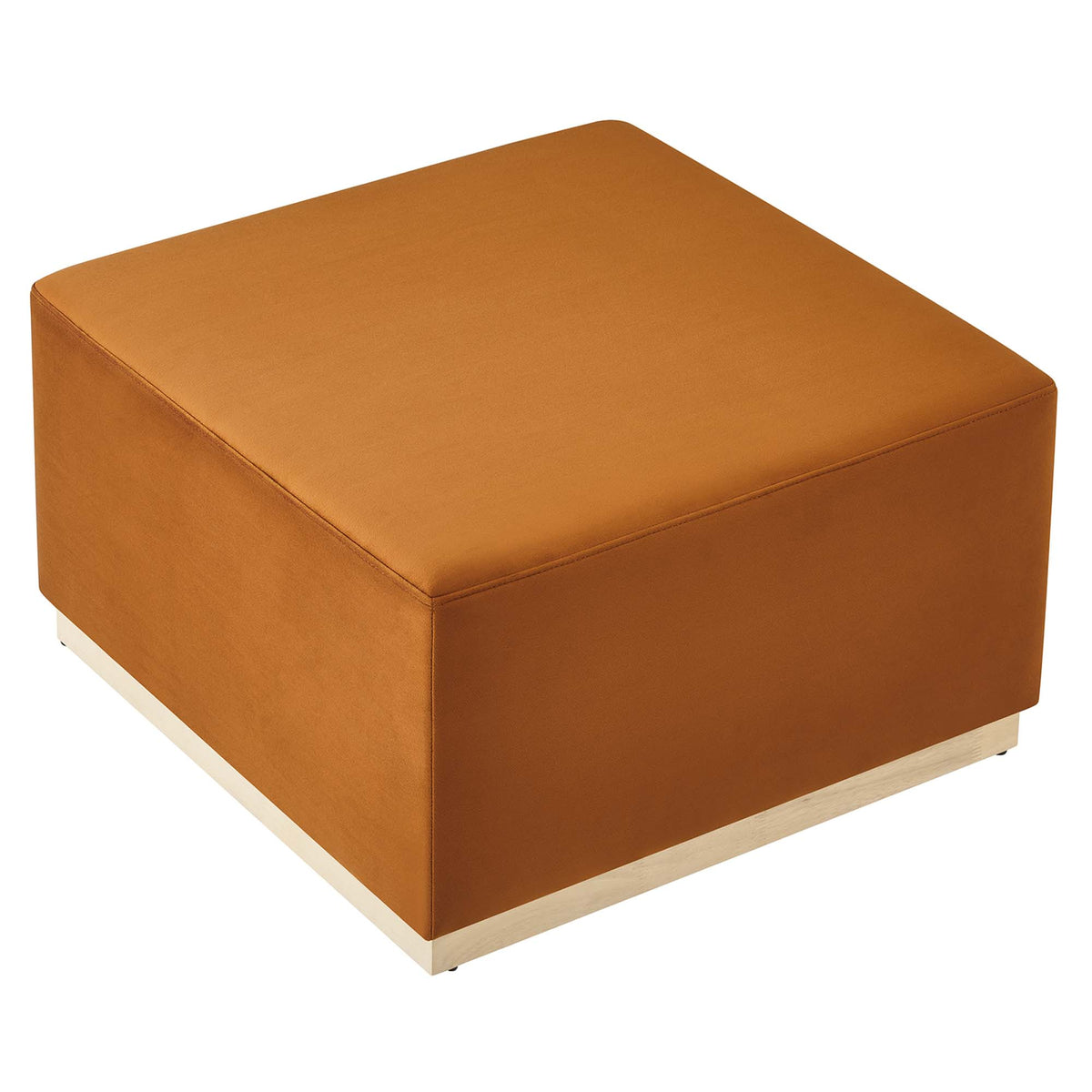 Tilden Large 28" Square Performance Velvet Upholstered Ottoman - Rust Natural