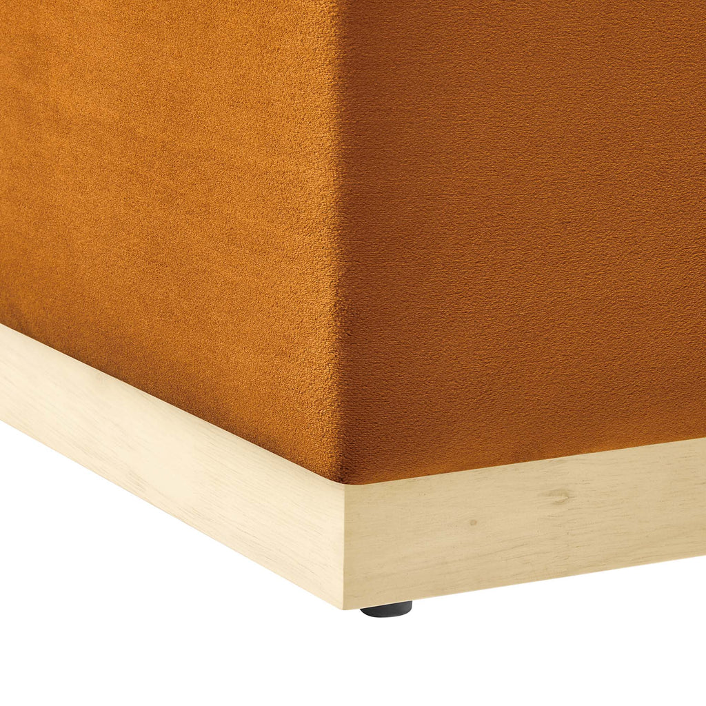 Tilden Large 28" Square Performance Velvet Upholstered Ottoman - Rust Natural