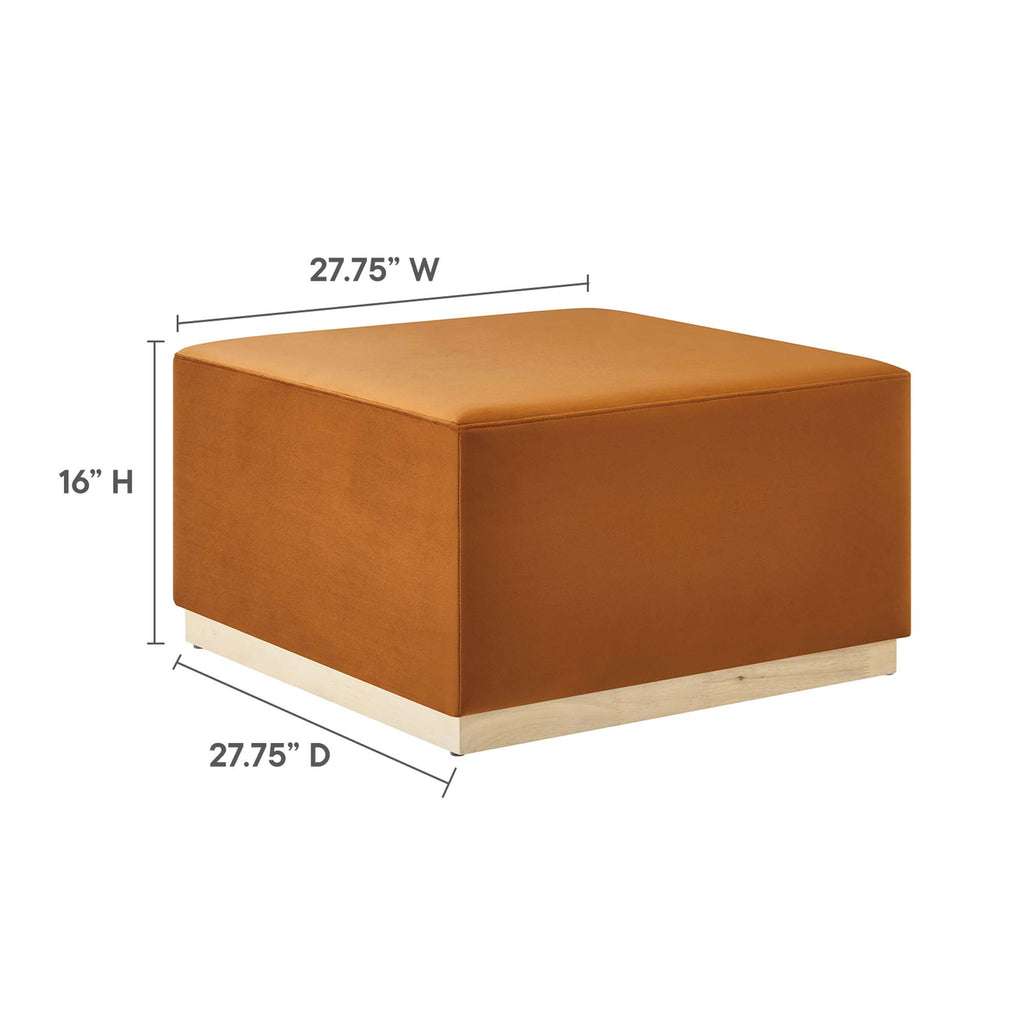 Tilden Large 28" Square Performance Velvet Upholstered Ottoman - Rust Natural