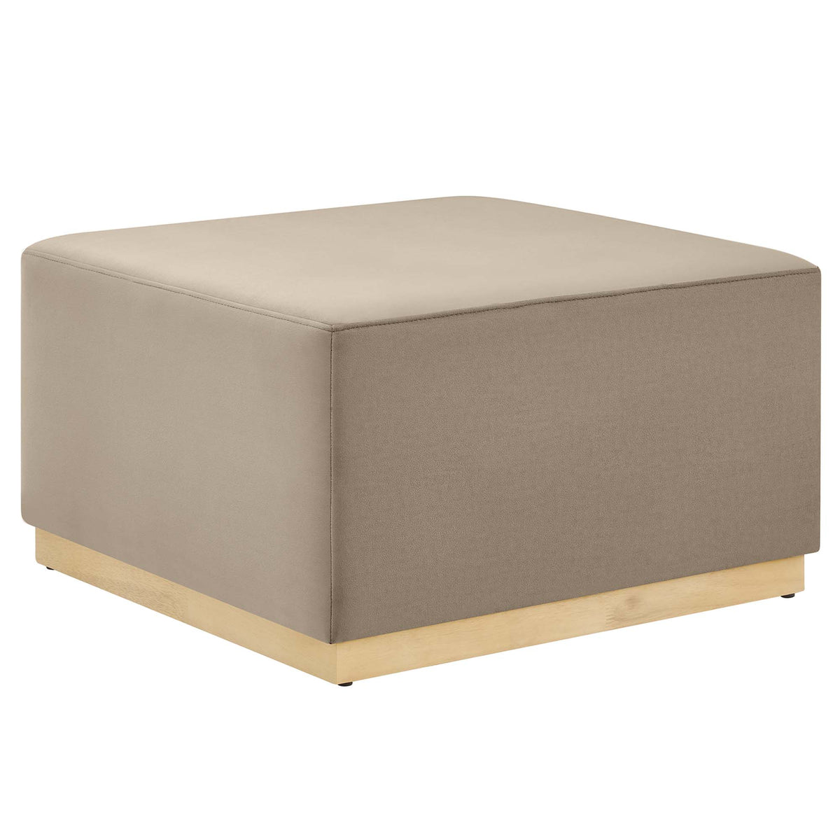 Tilden Large 28" Square Performance Velvet Upholstered Ottoman - Taupe Natural