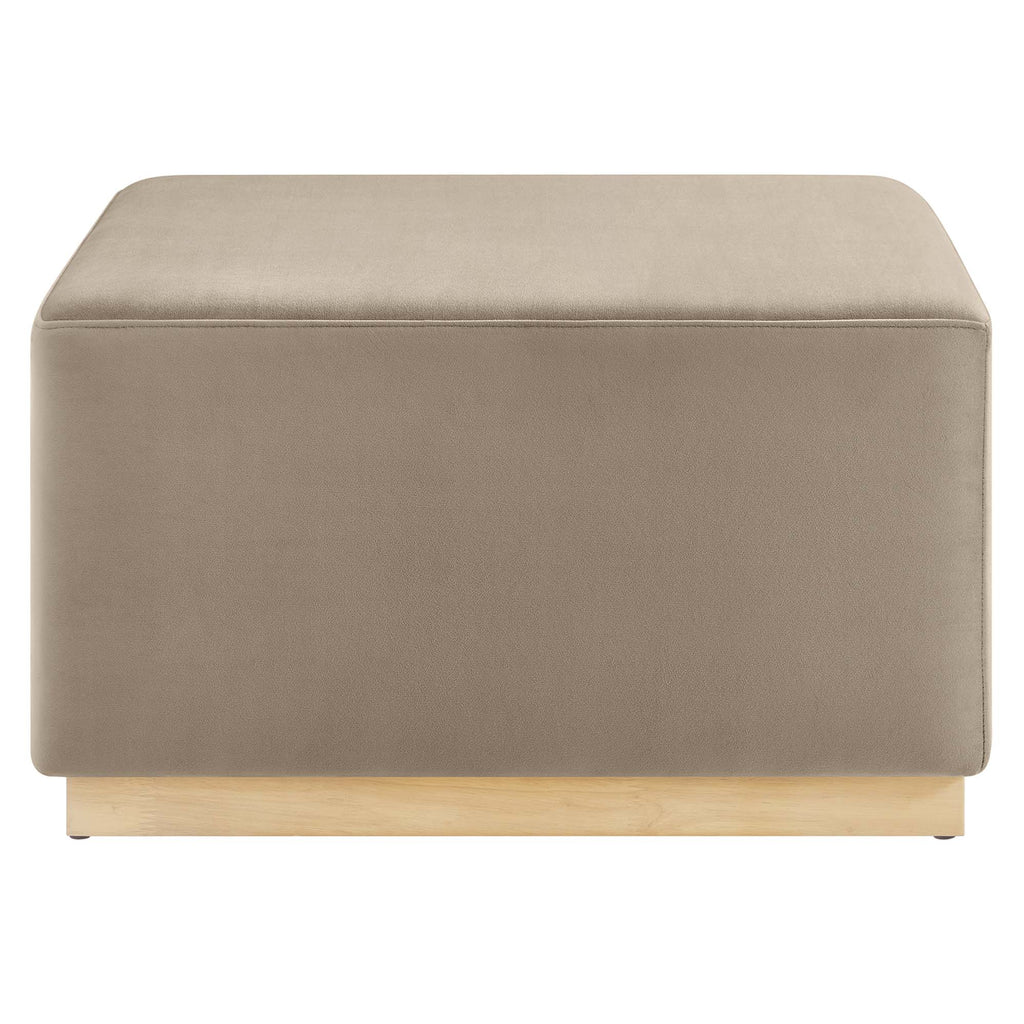 Tilden Large 28" Square Performance Velvet Upholstered Ottoman - Taupe Natural