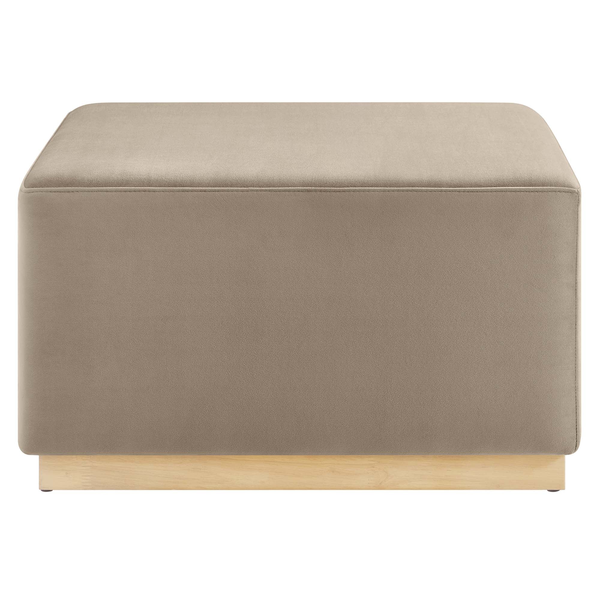 Tilden Large 28" Square Performance Velvet Upholstered Ottoman - Taupe Natural
