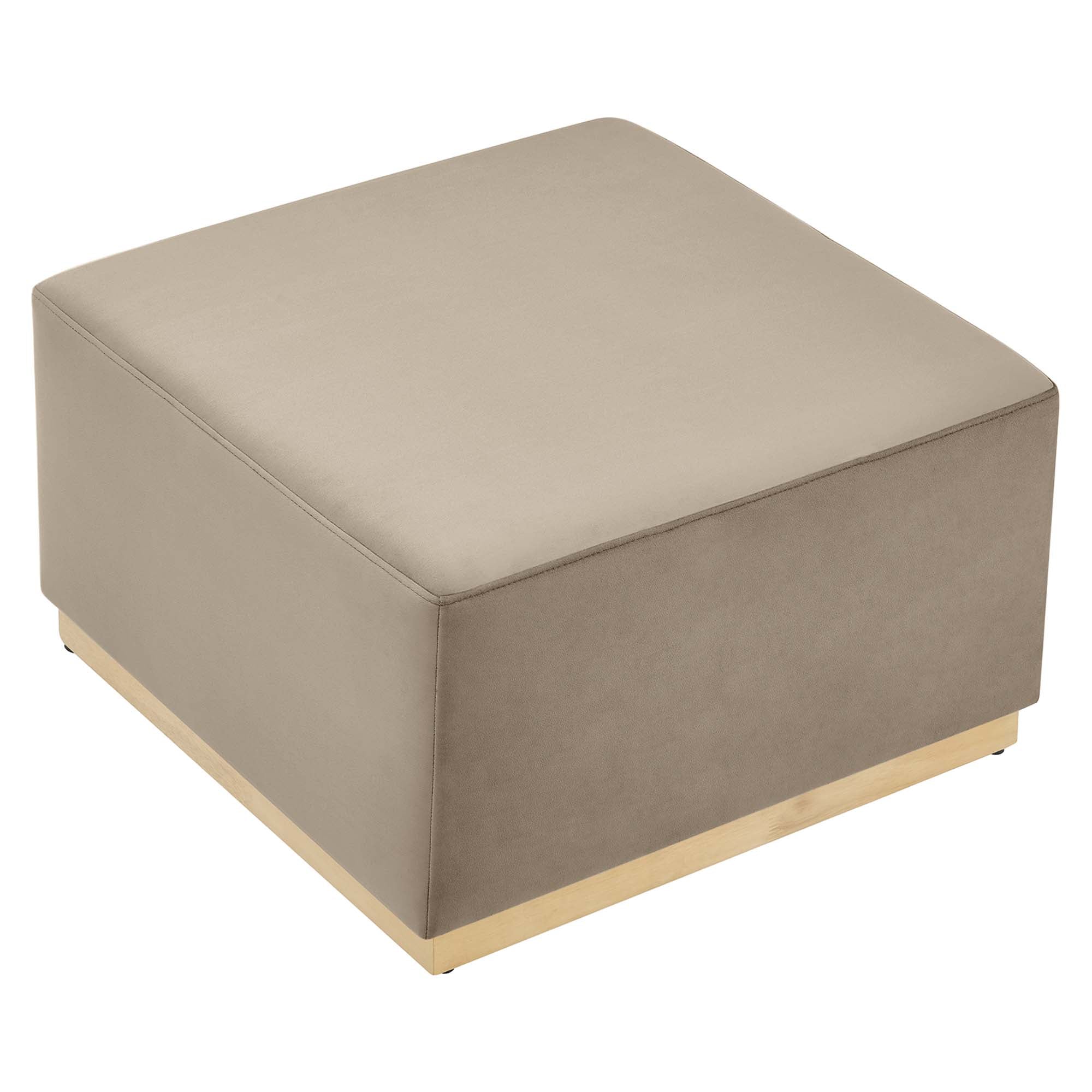 Tilden Large 28" Square Performance Velvet Upholstered Ottoman - Taupe Natural