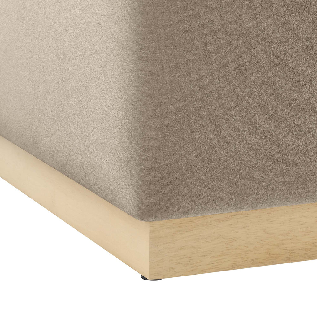 Tilden Large 28" Square Performance Velvet Upholstered Ottoman - Taupe Natural