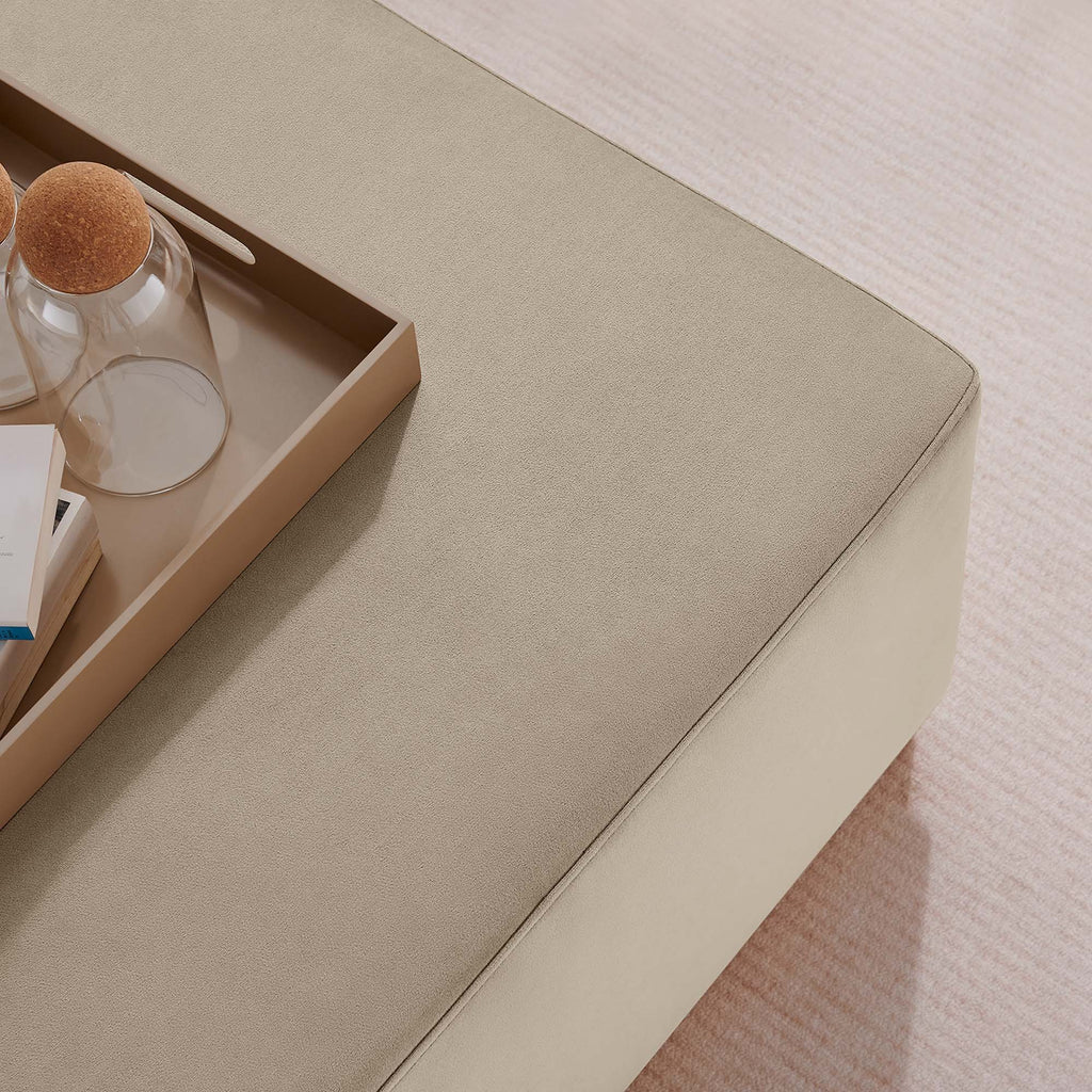 Tilden Large 28" Square Performance Velvet Upholstered Ottoman - Taupe Natural