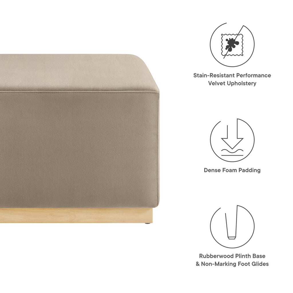 Tilden Large 28" Square Performance Velvet Upholstered Ottoman - Taupe Natural
