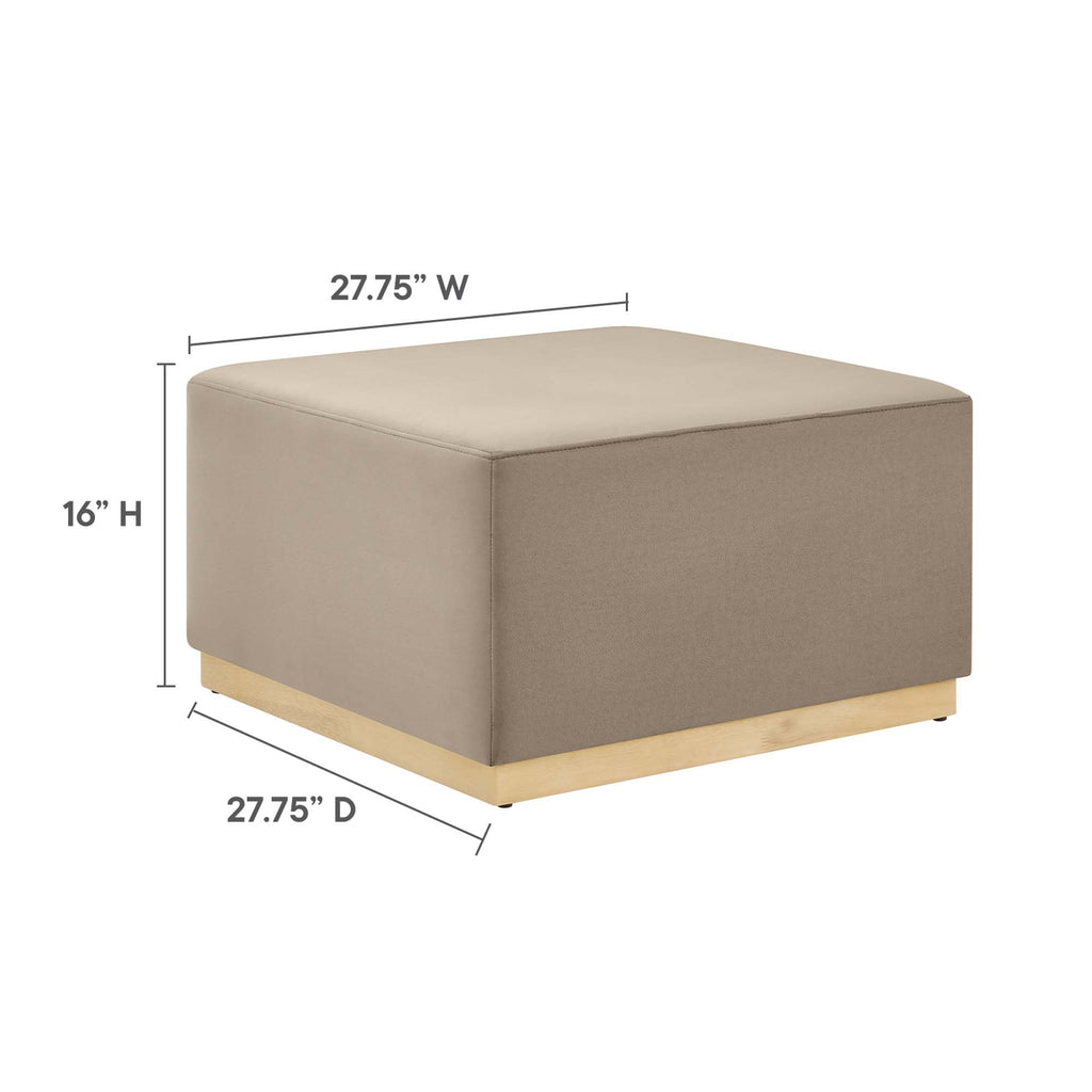 Tilden Large 28" Square Performance Velvet Upholstered Ottoman - Taupe Natural