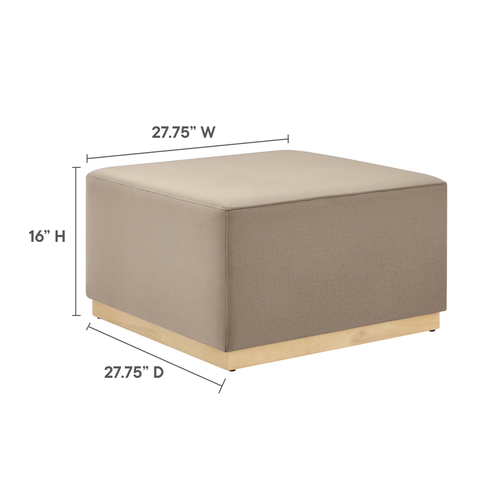 Tilden Large 28" Square Performance Velvet Upholstered Ottoman - Taupe Natural
