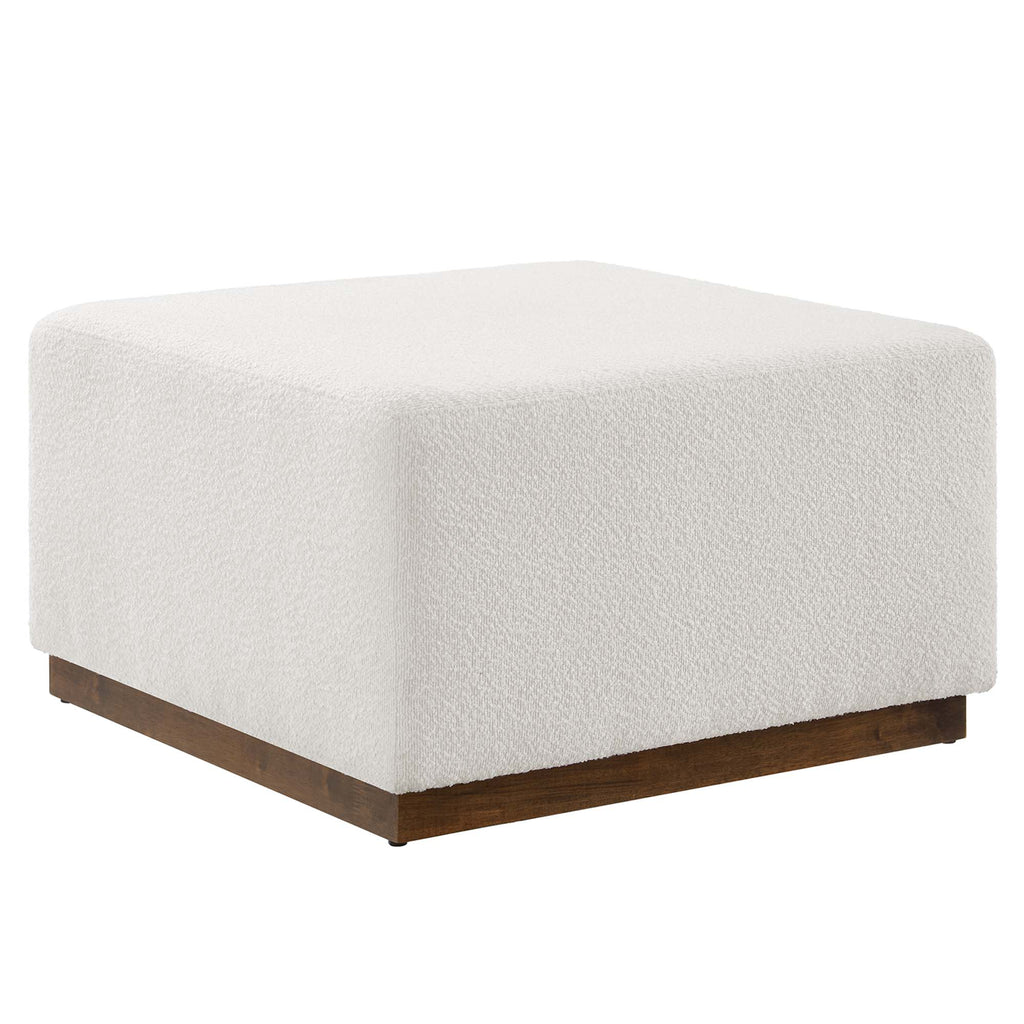 Tilden Large 28" Square Boucle Upholstered Ottoman - Cloud Walnut