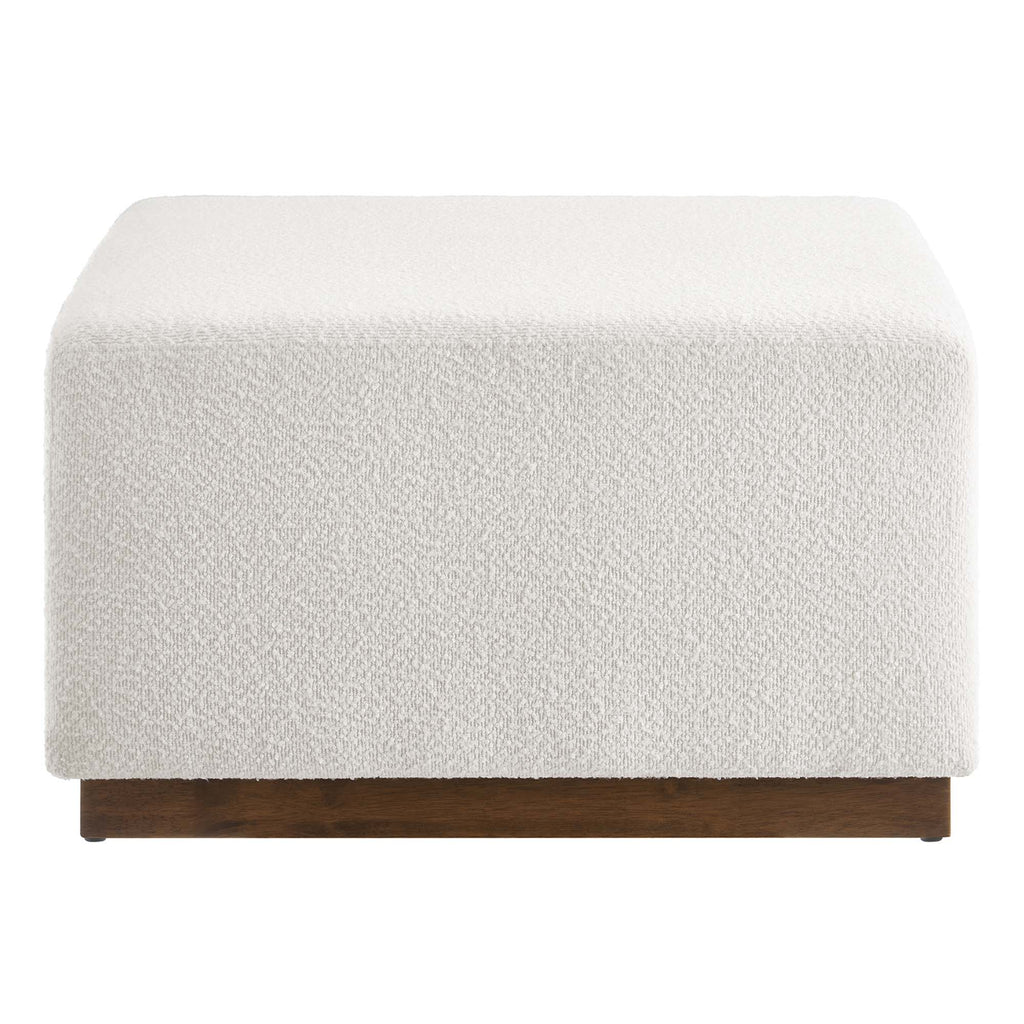 Tilden Large 28" Square Boucle Upholstered Ottoman - Cloud Walnut