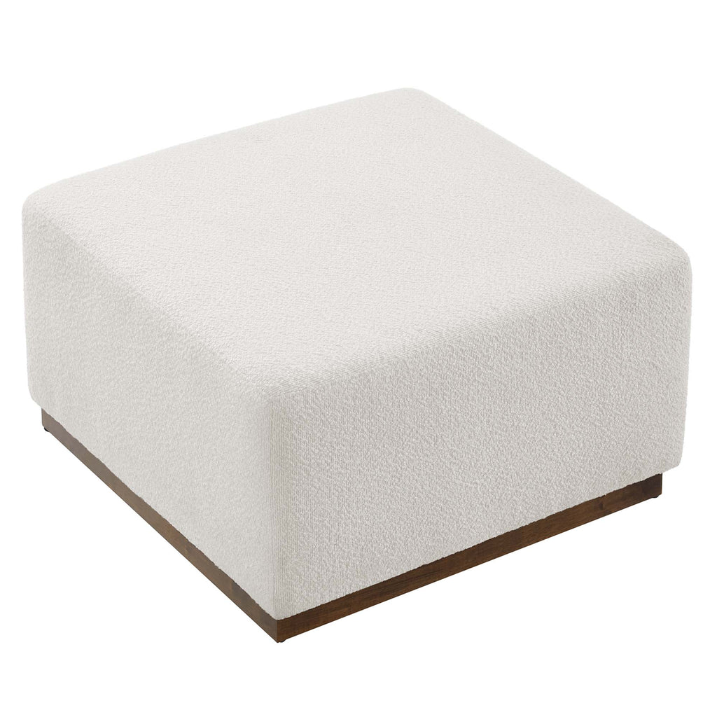 Tilden Large 28" Square Boucle Upholstered Ottoman - Cloud Walnut