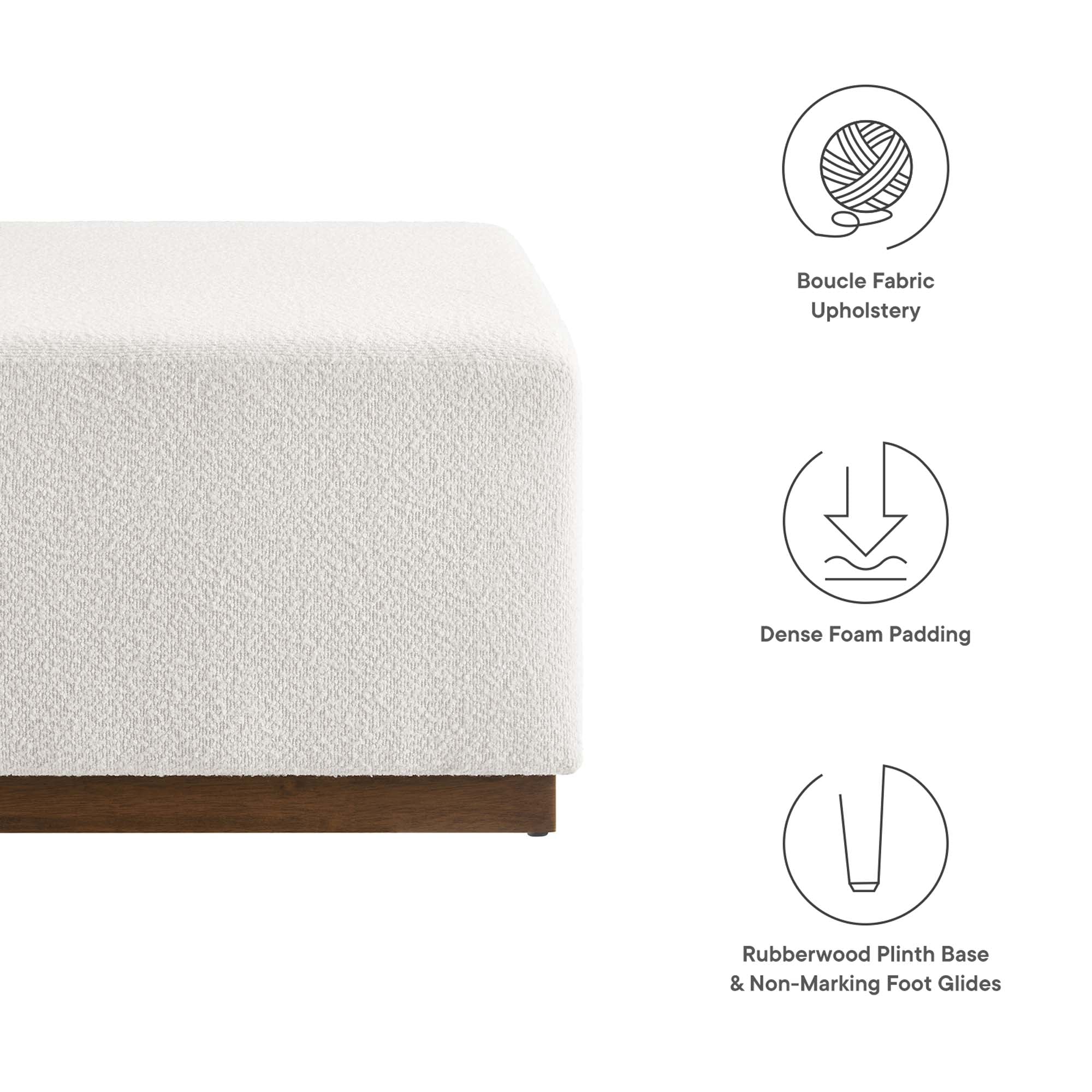 Tilden Large 28" Square Boucle Upholstered Ottoman - Cloud Walnut