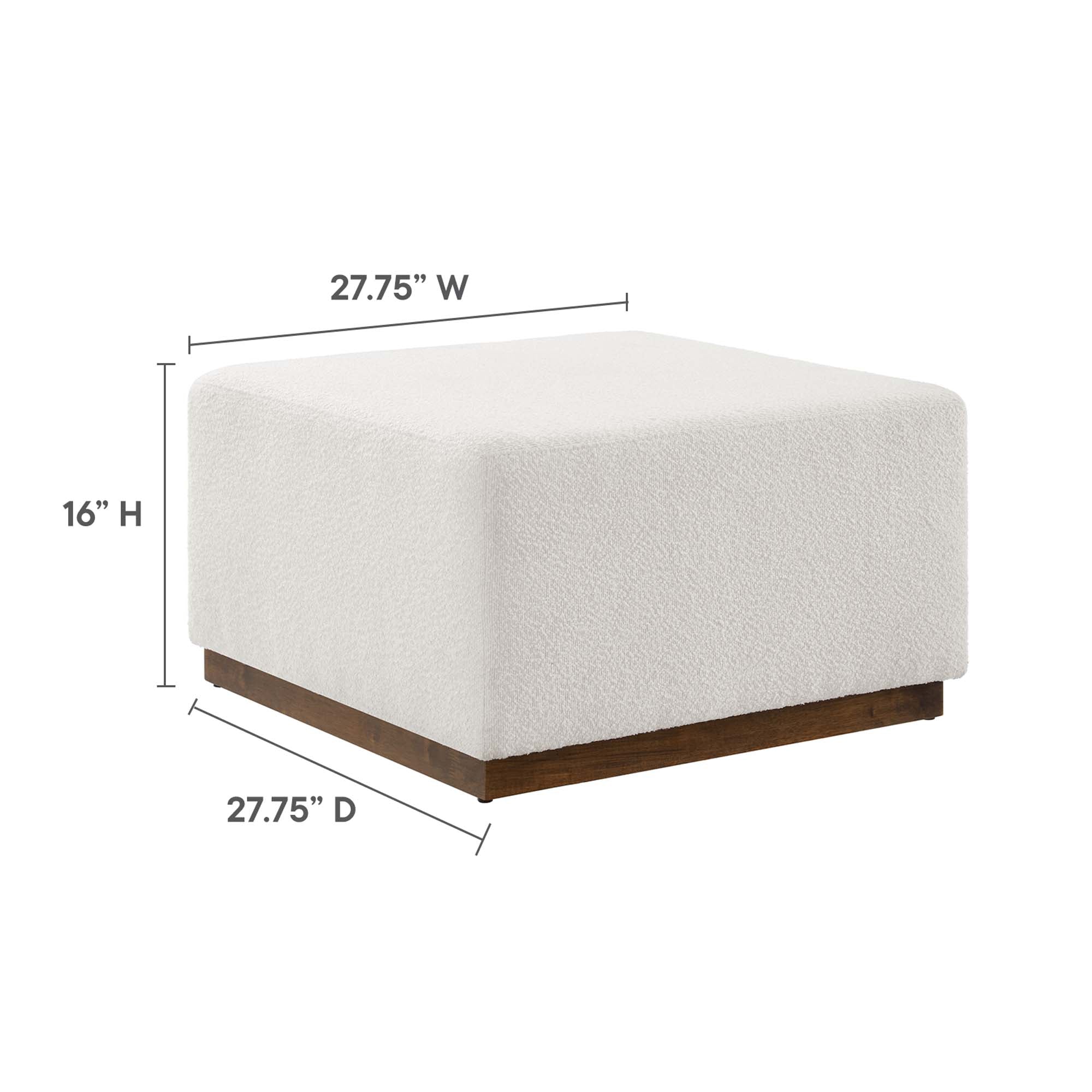 Tilden Large 28" Square Boucle Upholstered Ottoman - Cloud Walnut