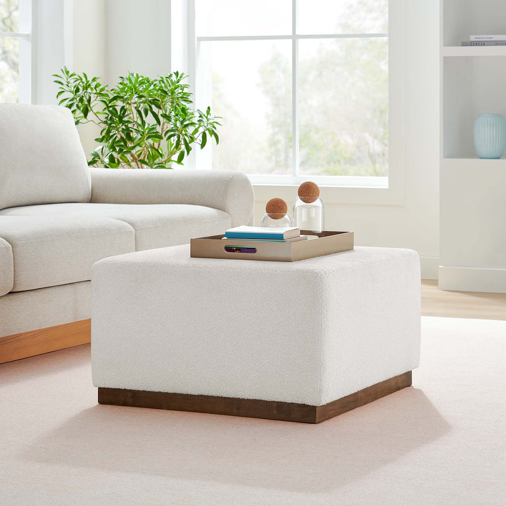 Tilden Large 28" Square Boucle Upholstered Ottoman - Cloud Walnut