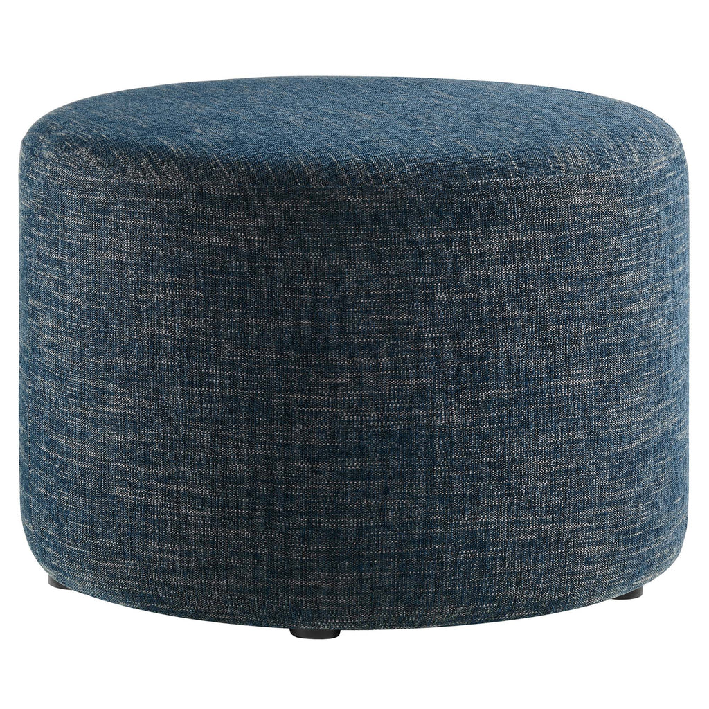 Callum Large 23" Round Woven Heathered Fabric Upholstered Ottoman - Heathered Weave Azure