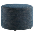 Callum Large 23" Round Woven Heathered Fabric Upholstered Ottoman - Heathered Weave Azure